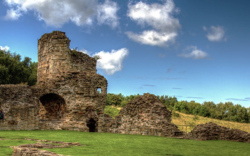 The ruins of Flint Castle overlooking the estuary