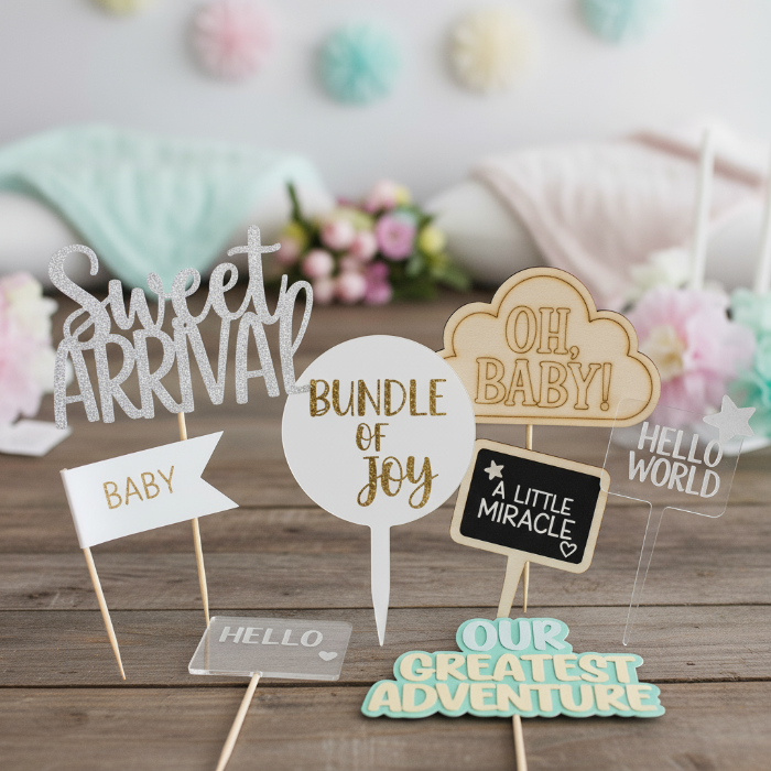 babyshower girl or boy cake sign