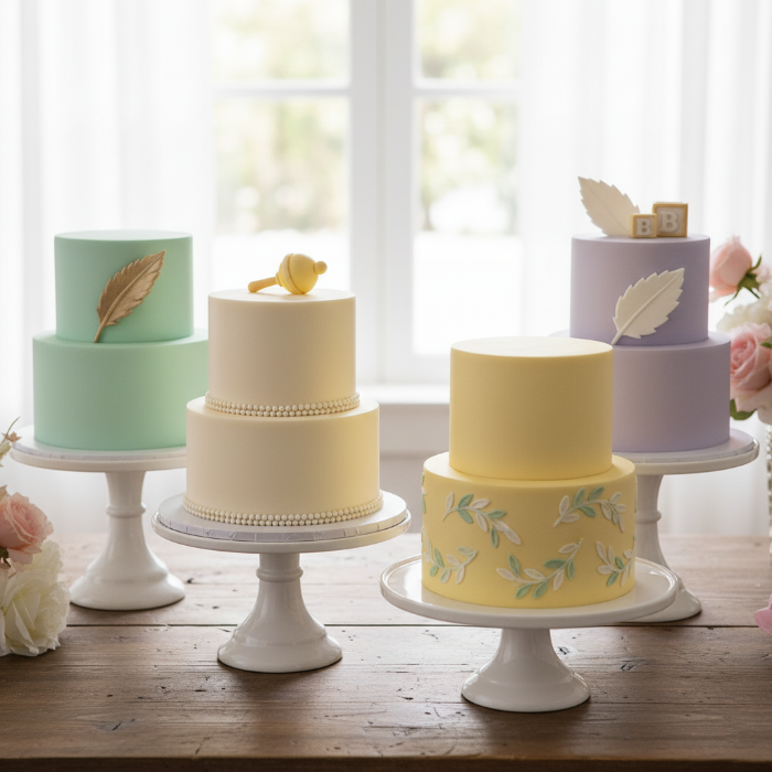Minimalist pastel cakes babyshower