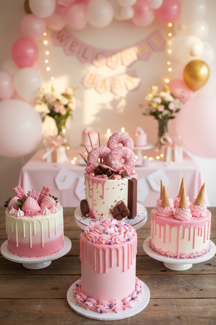 Pink Drip Cake