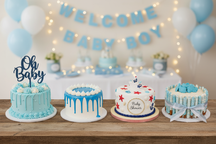 Simple Blue Drip Cake