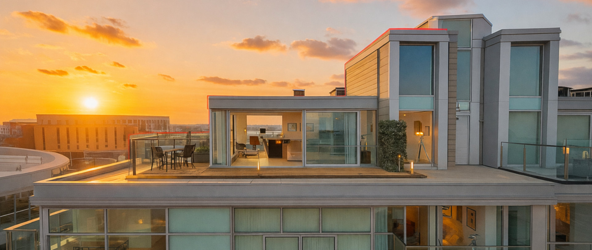 Liverpool skyline at sunset