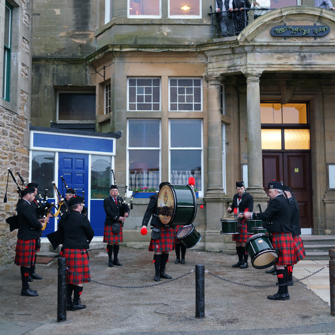 Pipe Band Parade at Stromness Pierhead