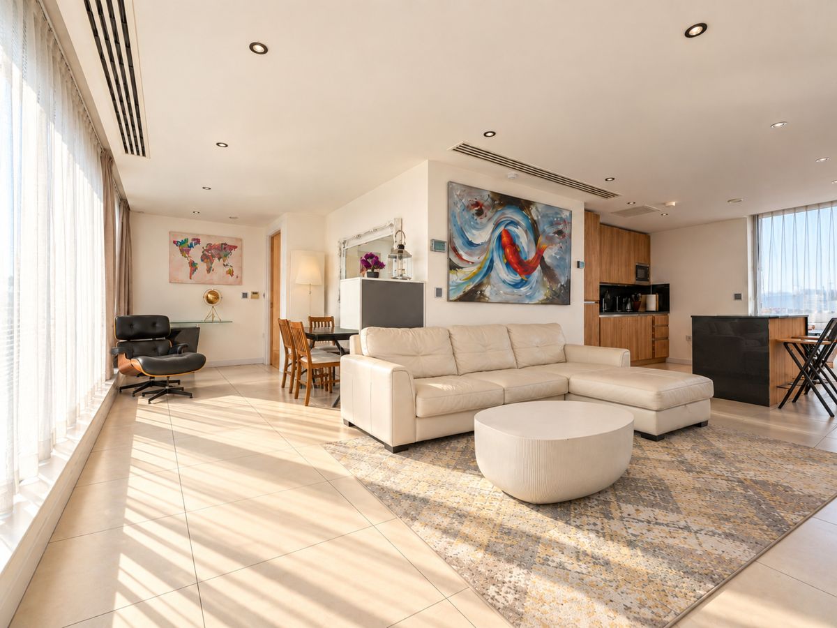 Living space in a city-centre duplex penthouse in Liverpool