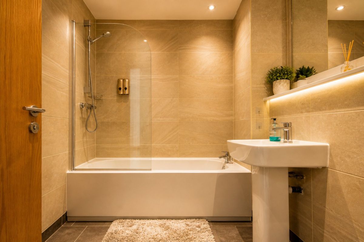 Bathroom in the apartment with a view