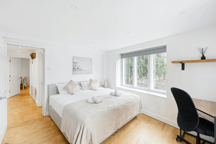 Modern serviced apartment in Bristol prepared for arriving guests.