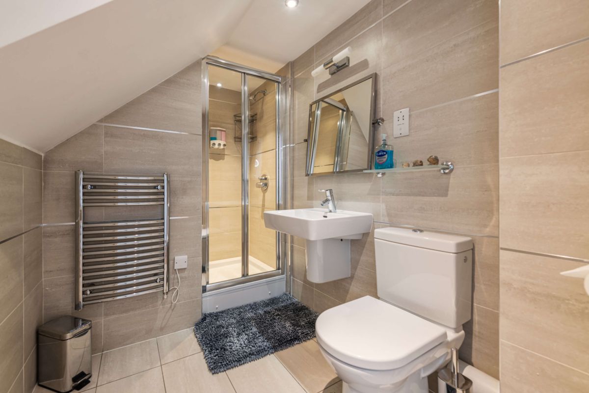 Lower-floor bathroom in the penthouse