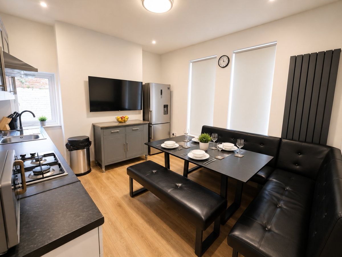Living room and kitchen seating in the house